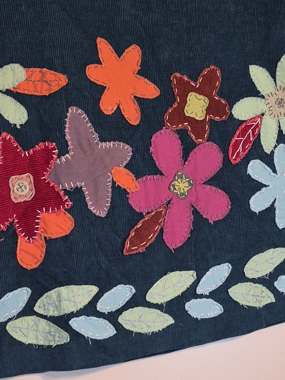 BODEN Embroidered Floral Green Corduroy Skirt - with Multicolor Flowers - Picture 6 of 9